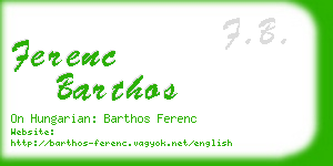 ferenc barthos business card